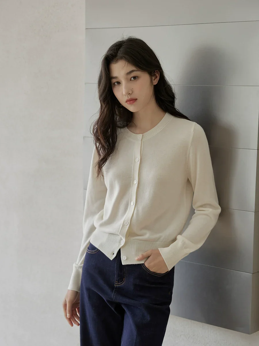Classic Grey Button Up Cardigan - Image 3