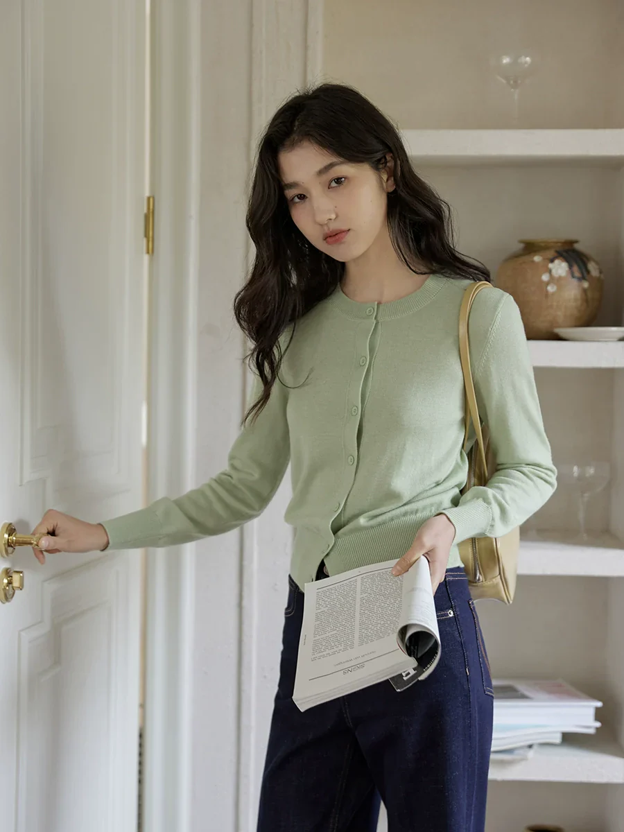 Classic Grey Button Up Cardigan - Image 4