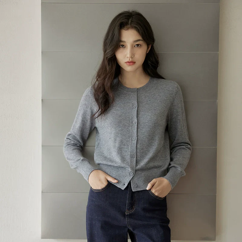 Classic Grey Button Up Cardigan - Image 6