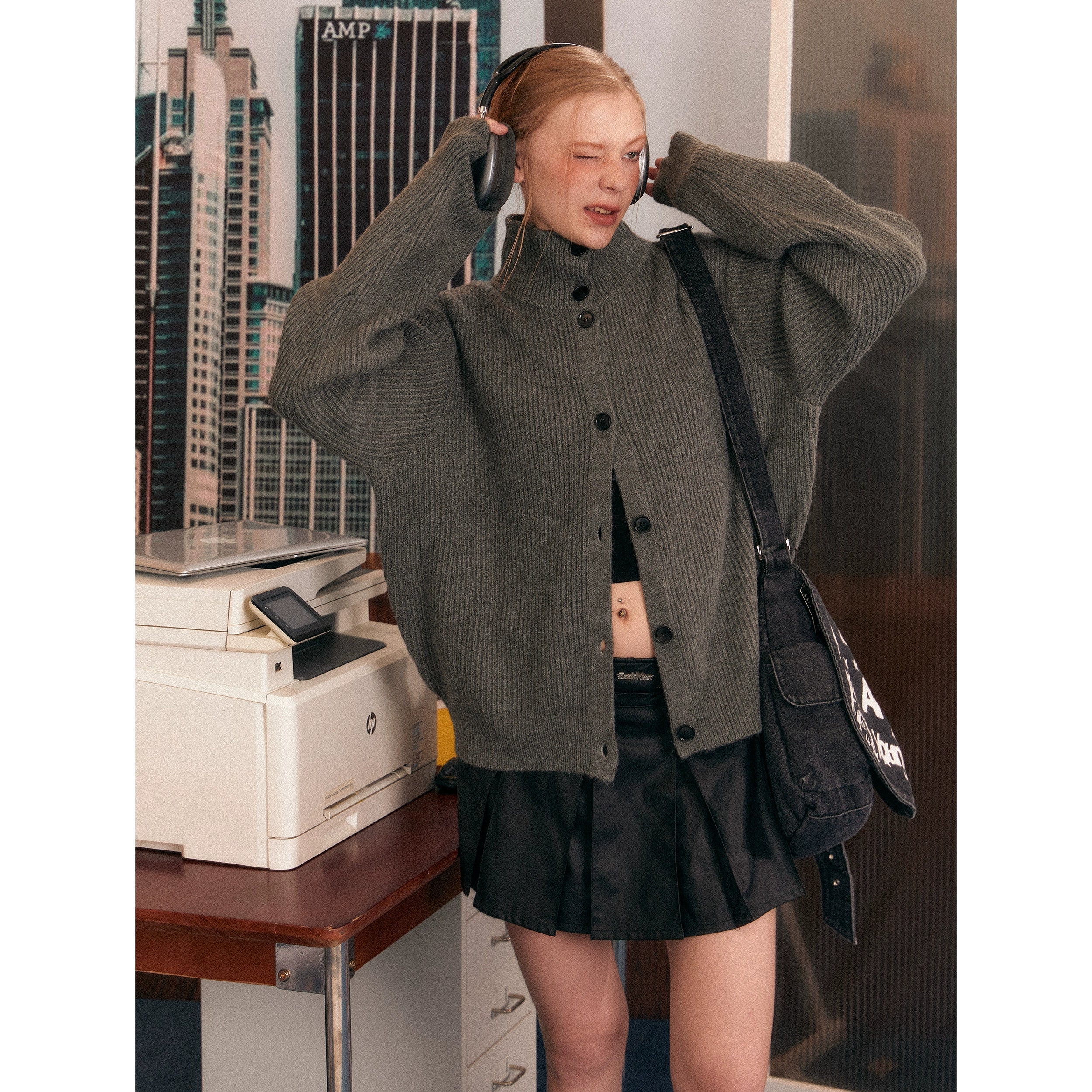 Ribbed Knit Texture Button-Up Cardigan - Image 10