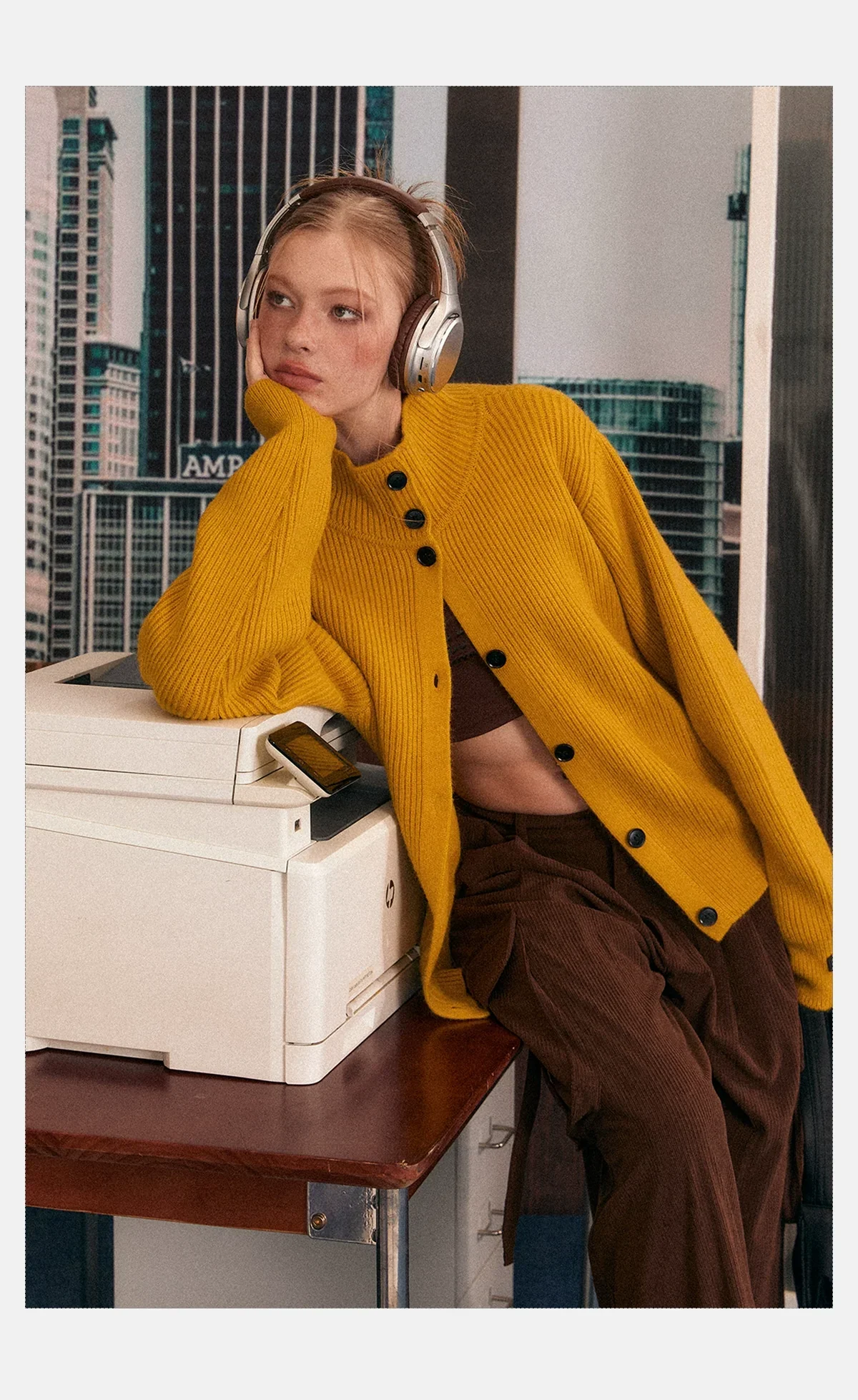 Ribbed Knit Texture Button-Up Cardigan - Image 6
