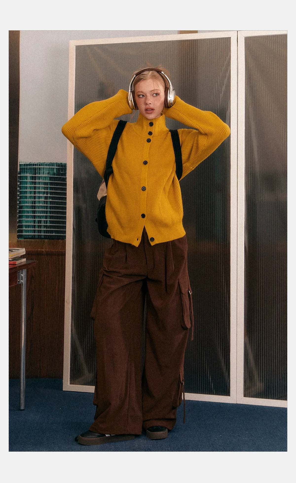 Ribbed Knit Texture Button-Up Cardigan - Image 7