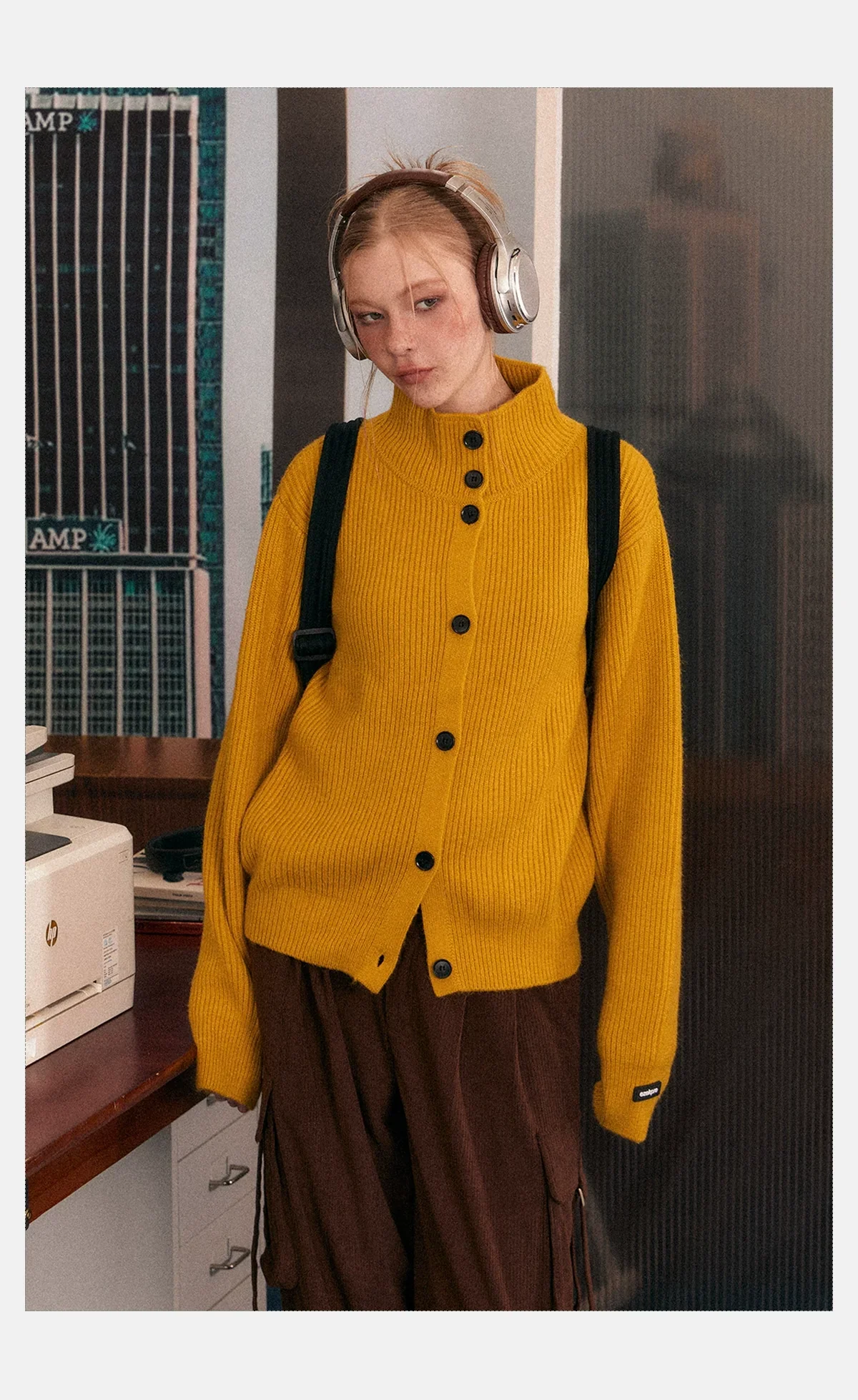 Ribbed Knit Texture Button-Up Cardigan - Image 8