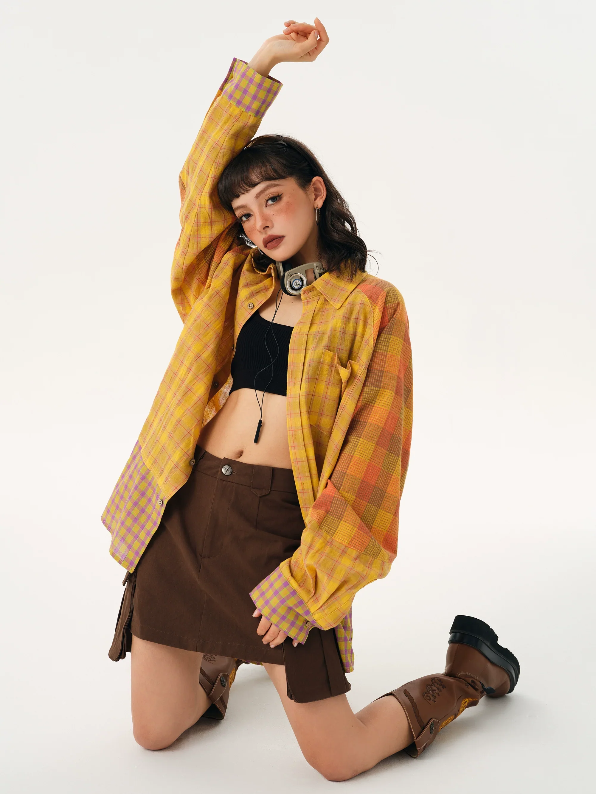 Yellow Plaid Oversized Shirt - Image 2