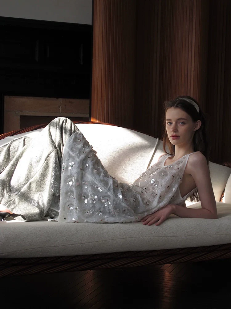 Sequin Embellished Sheer Overlay Dress - Image 2