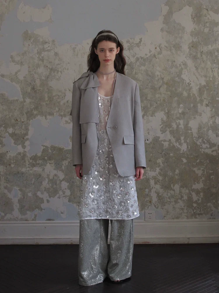 Sequin Embellished Sheer Overlay Dress - Image 5