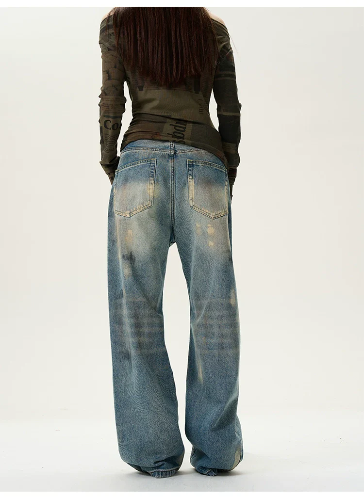 Distressed Blue Wide Leg Baggy Jeans - Image 4