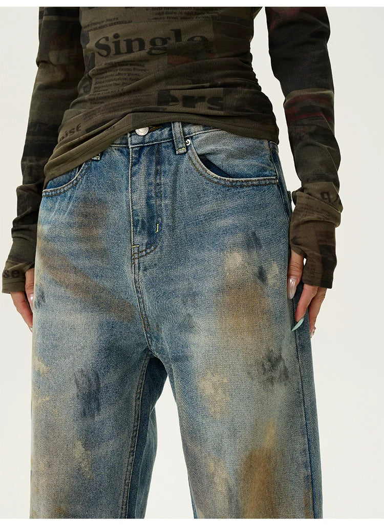 Distressed Blue Wide Leg Baggy Jeans - Image 5
