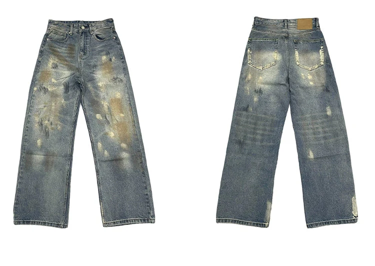Distressed Blue Wide Leg Baggy Jeans - Image 7