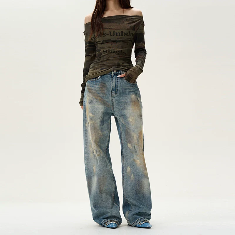 Distressed Blue Wide Leg Baggy Jeans - Image 8