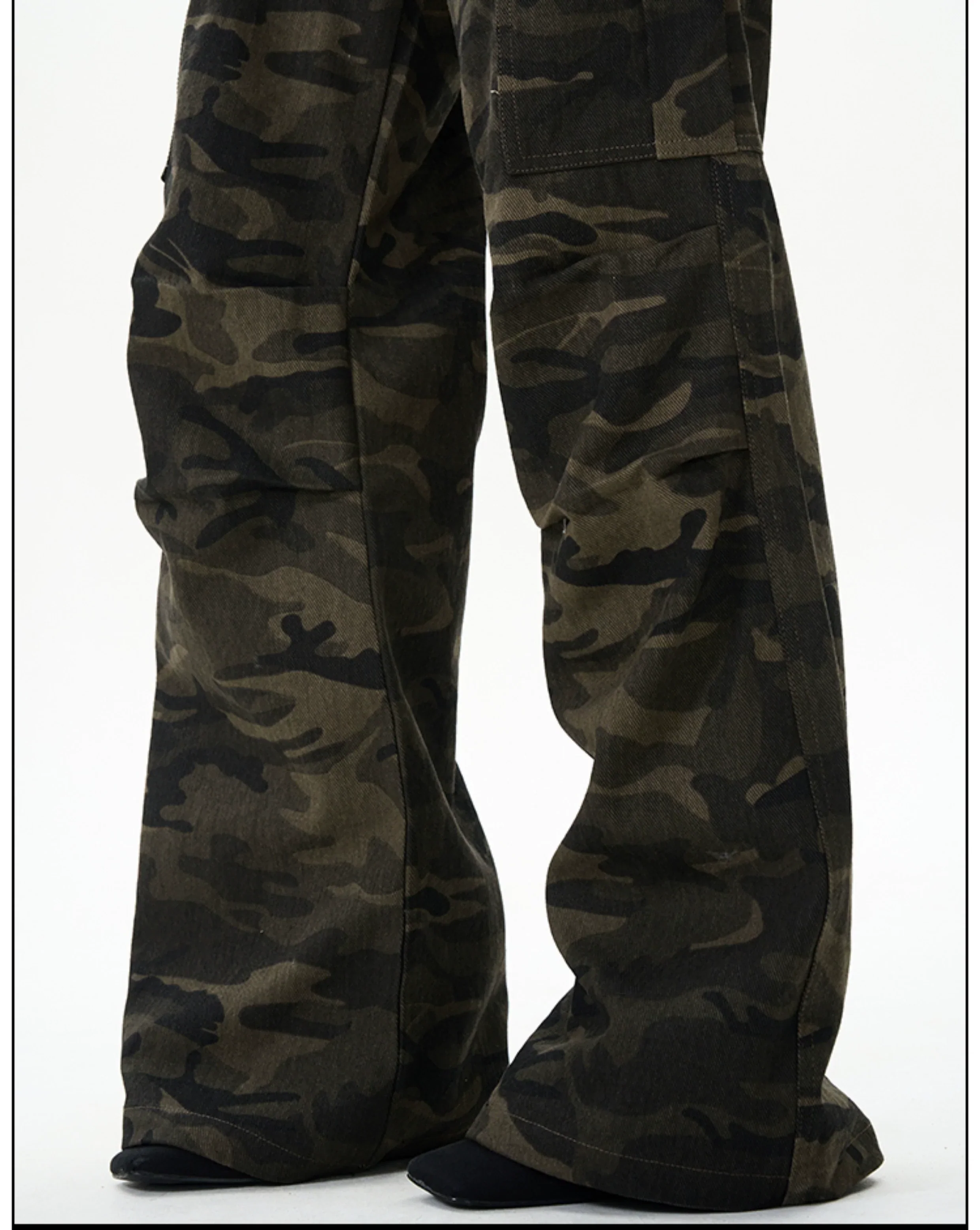Camo Print Wide-Leg Multi-Pocket Cargo Pants - Image 6