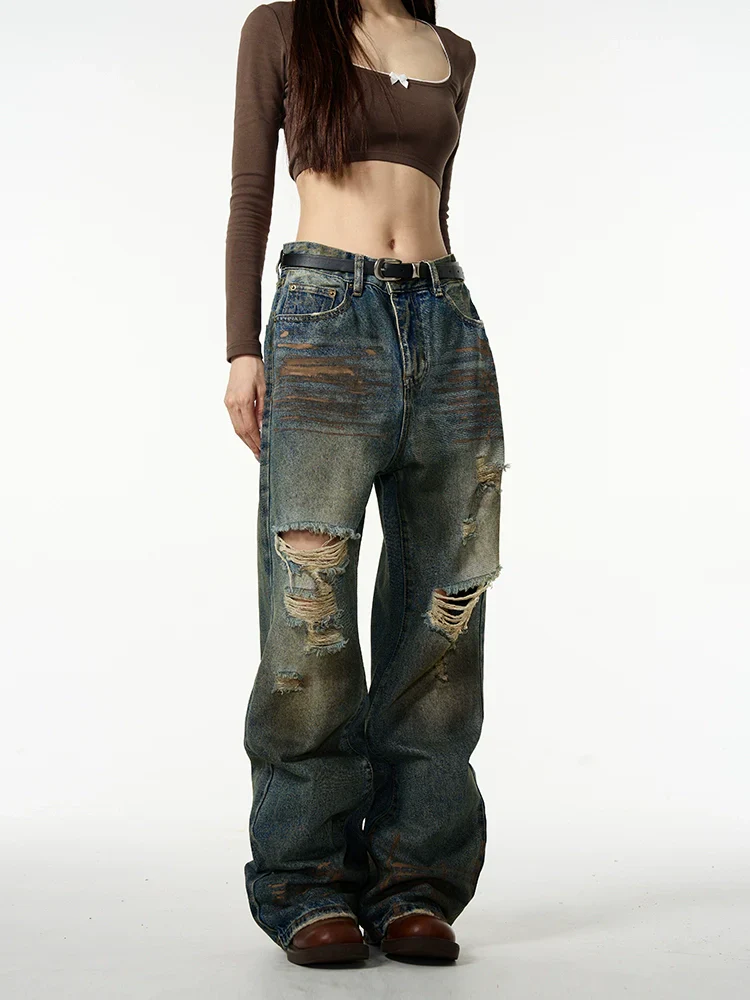 Distressed Baggy Ripped Denim Jeans