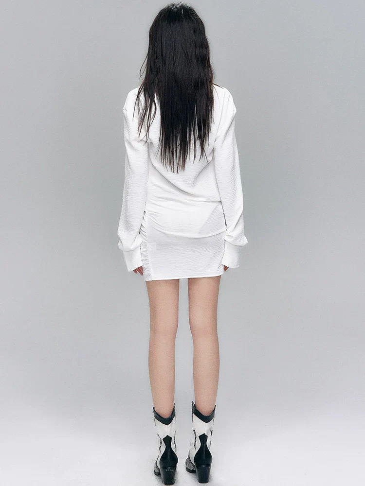 White Asymmetrical Wrap Dress with Bikini Top - Image 6
