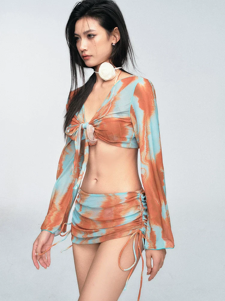 Blue Orange Tie Dye Skirt Set - Image 2