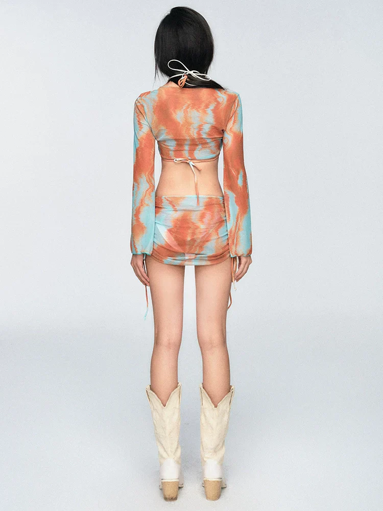 Blue Orange Tie Dye Skirt Set - Image 7