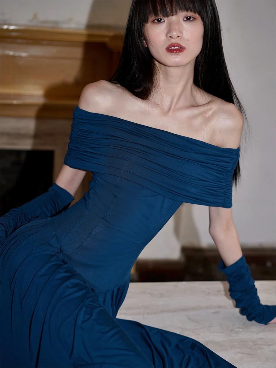 Azure Grace Off-the-Shoulder Evening Gown - Image 2