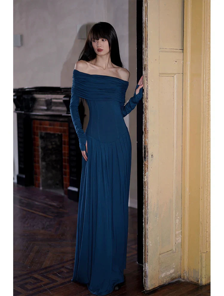 Azure Grace Off-the-Shoulder Evening Gown - Image 4