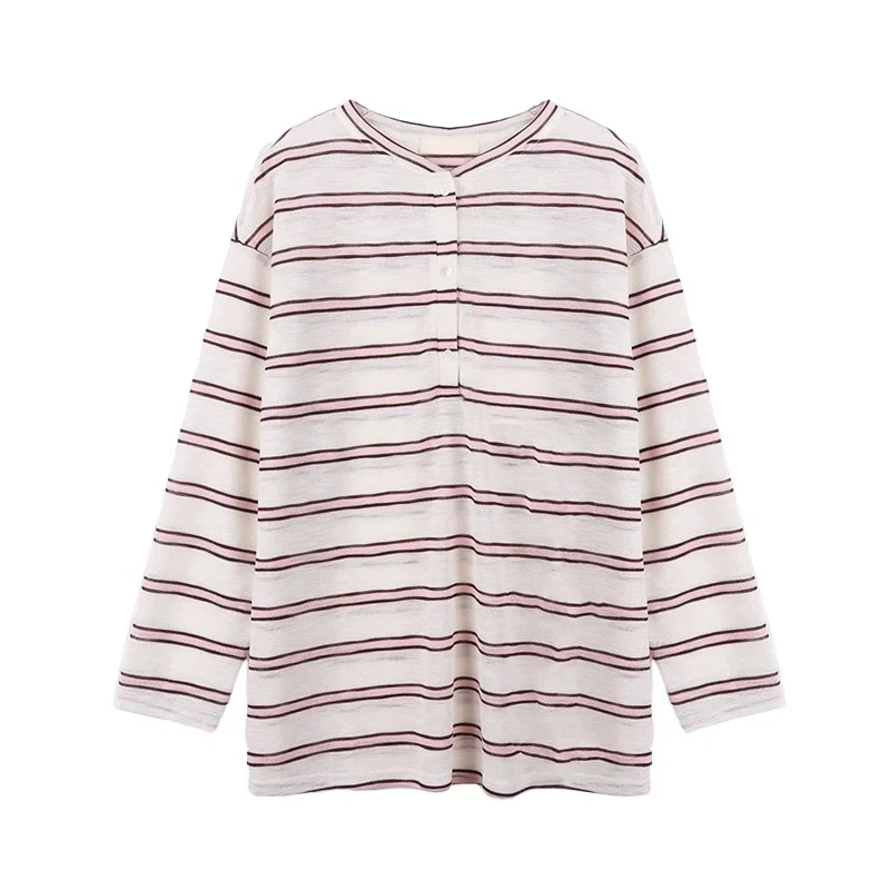 Striped V-Neck Long Sleeve Sweatshirt - Image 5