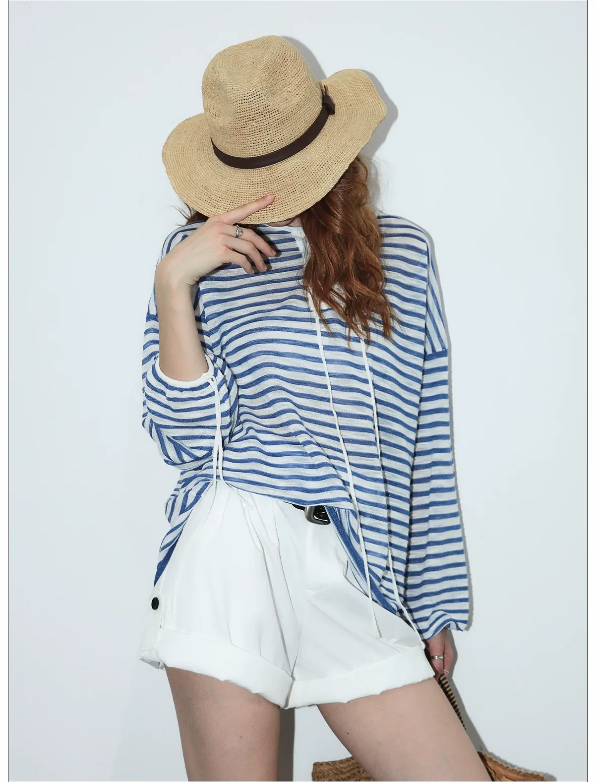 Nautical Lace-Up Striped Top - Image 13