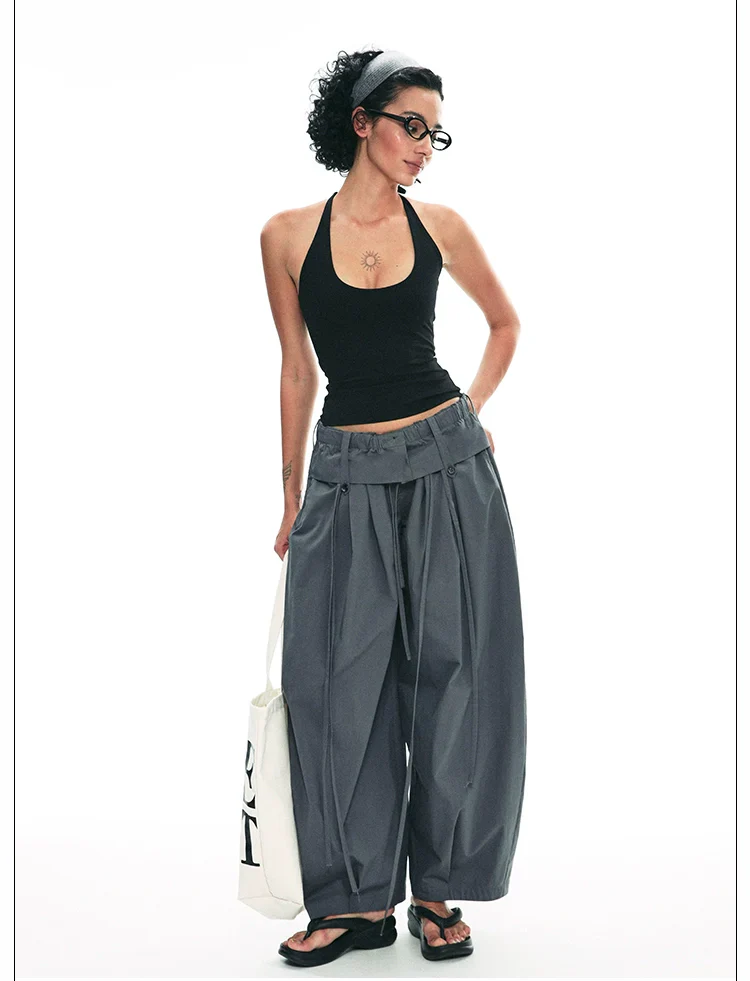 Wide-Leg Paper Bag Trousers - Image 10