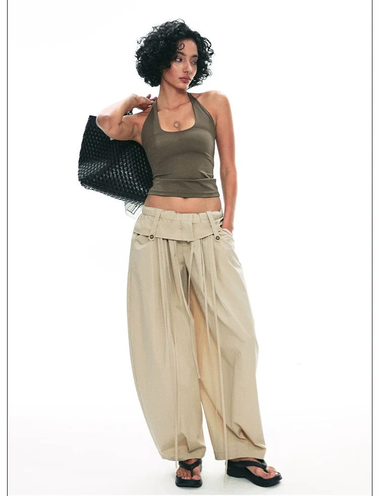 Wide-Leg Paper Bag Trousers - Image 2