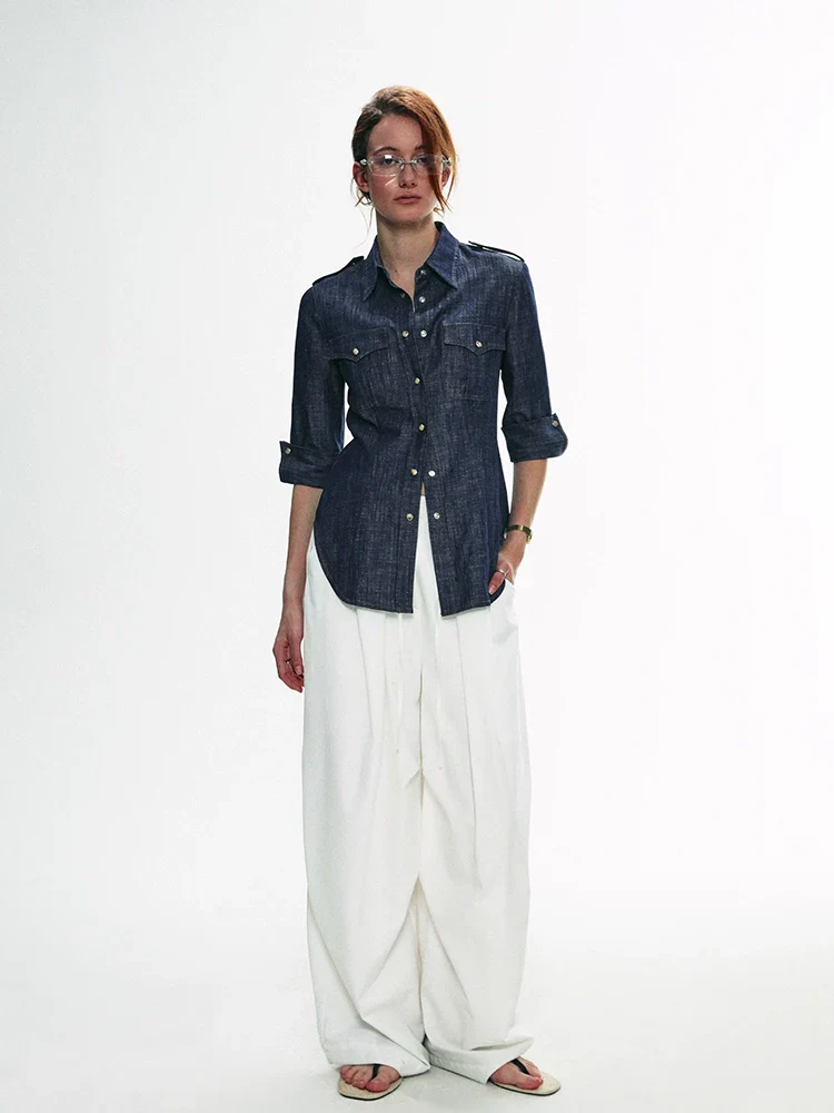 Military-Style Denim Shirt - Image 3