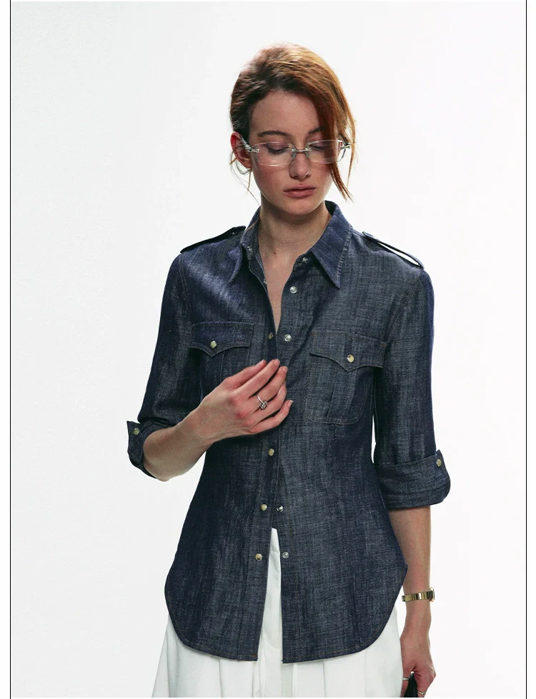 Military-Style Denim Shirt - Image 7