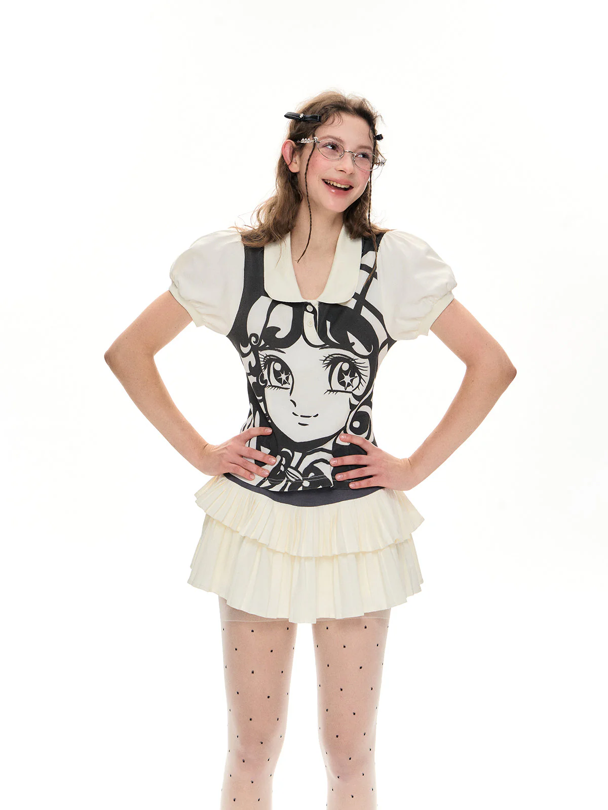 Anime-Inspired Polo & Pleated Skirt Set - Image 5