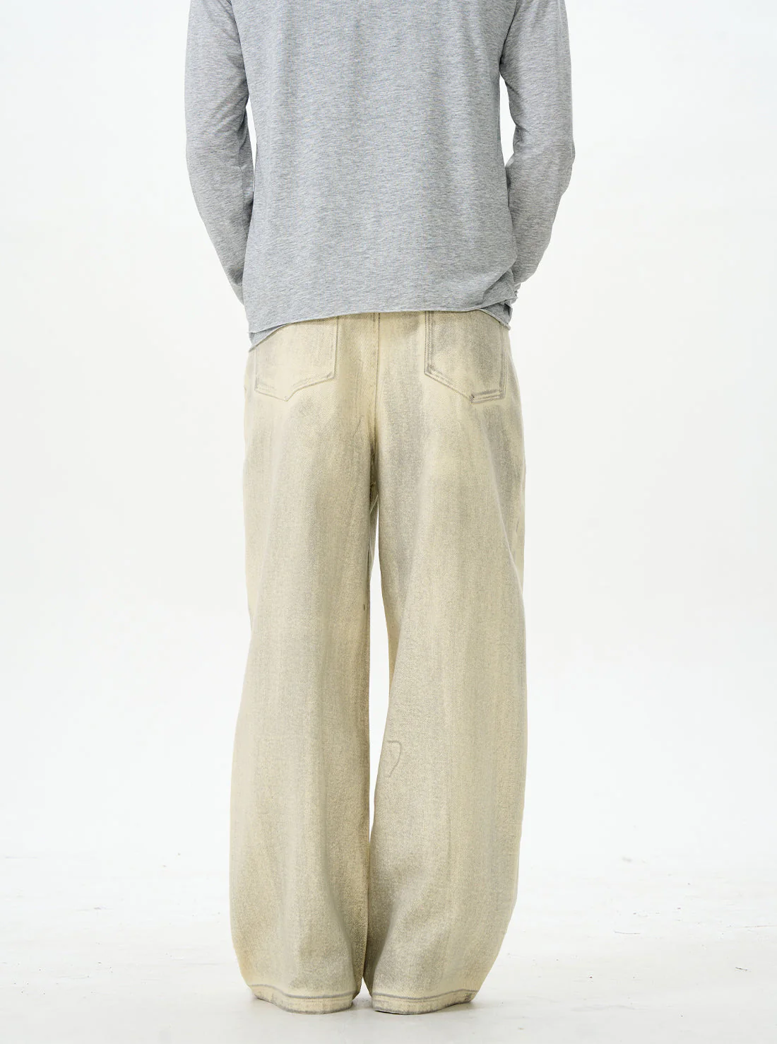 Embroidered Cream Wide Leg Pants - Image 9