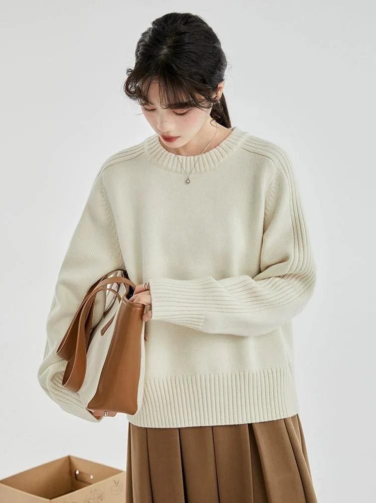 Drop Shoulders Ribbed Crewneck Sweater - Image 3