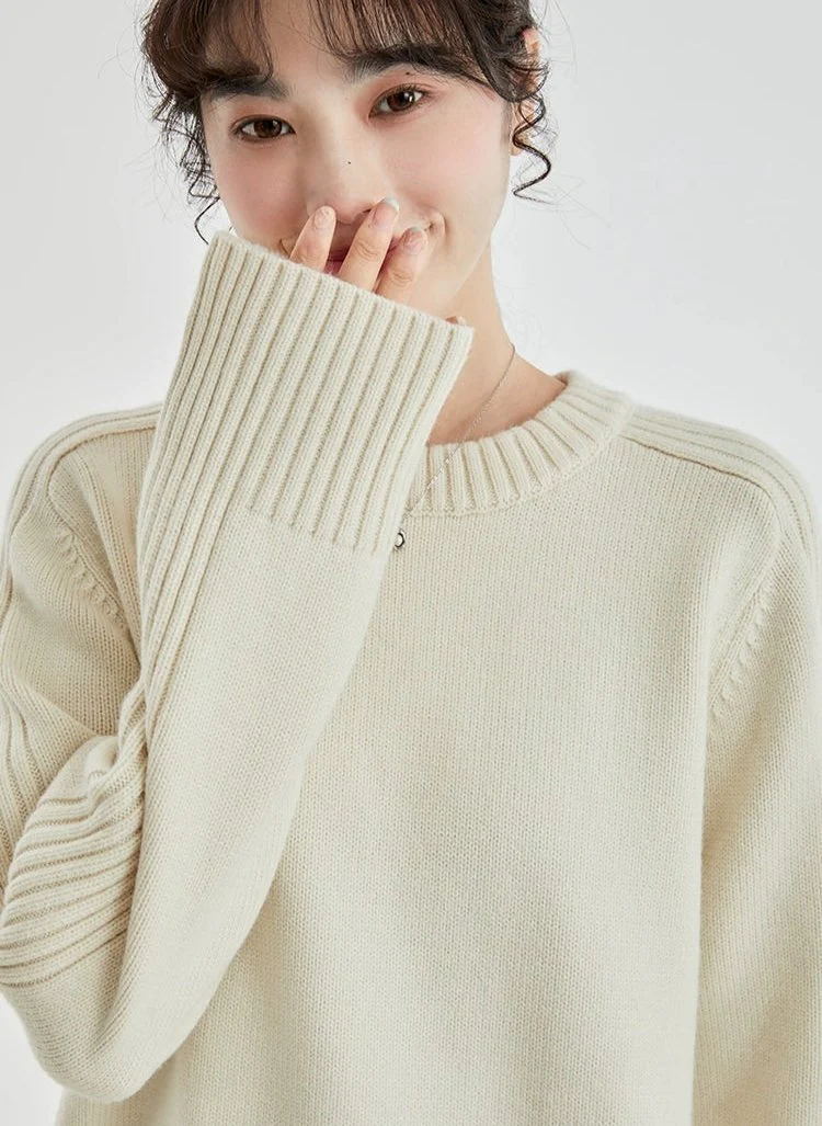 Drop Shoulders Ribbed Crewneck Sweater - Image 5
