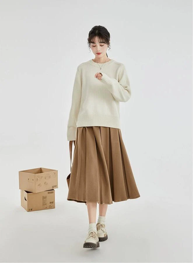 Drop Shoulders Ribbed Crewneck Sweater - Image 8