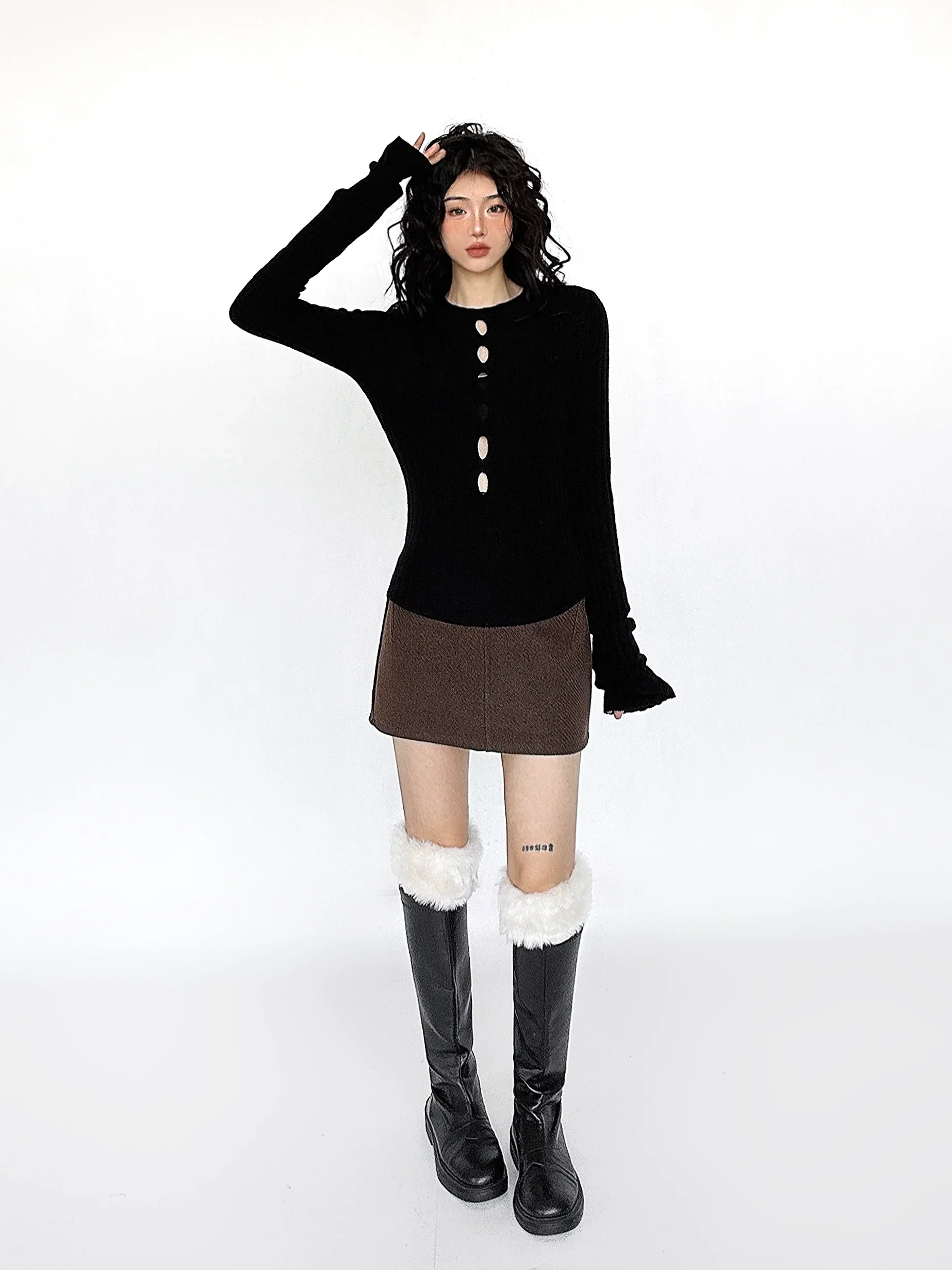 Cutout Ribbed Bell Sleeve Top - Image 15