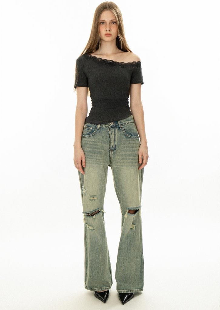 Lace Trim Off Shoulder Top - Image 10