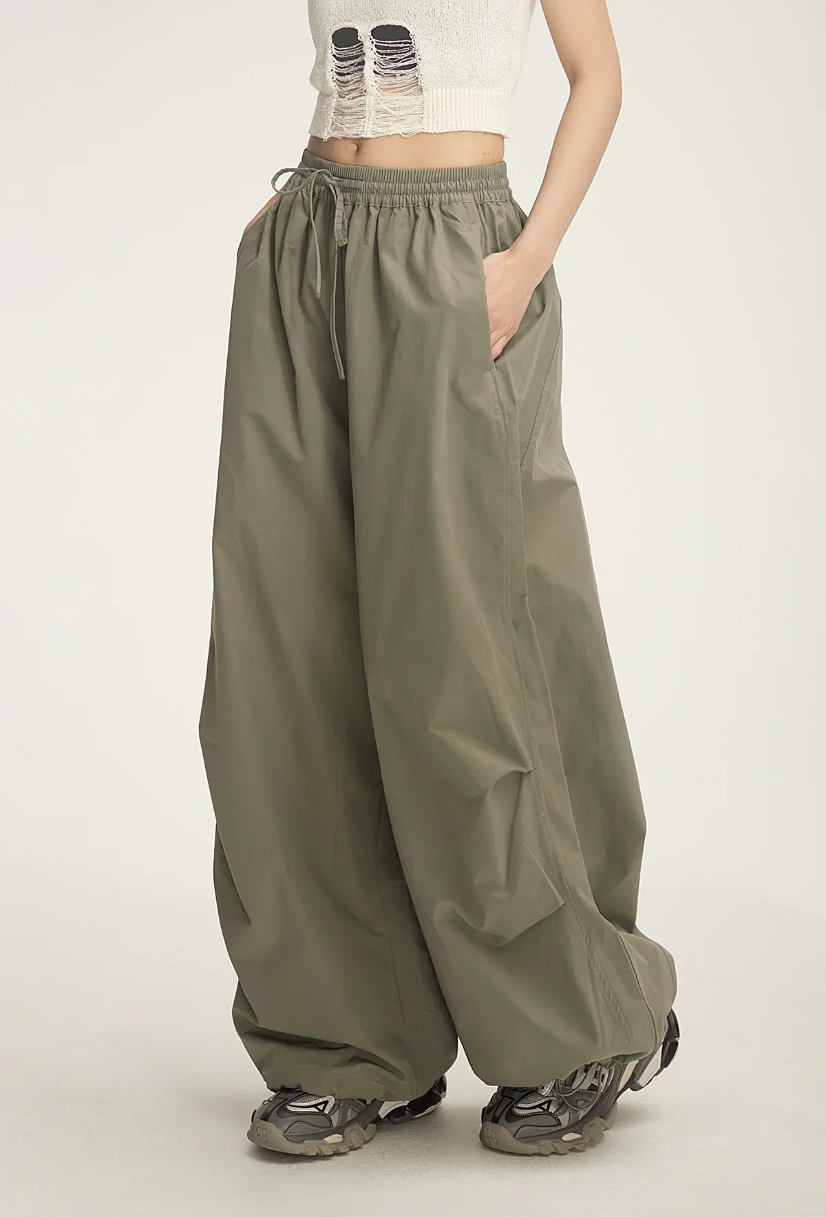 Balloon Drawstring Palazzo Pants - Image 19