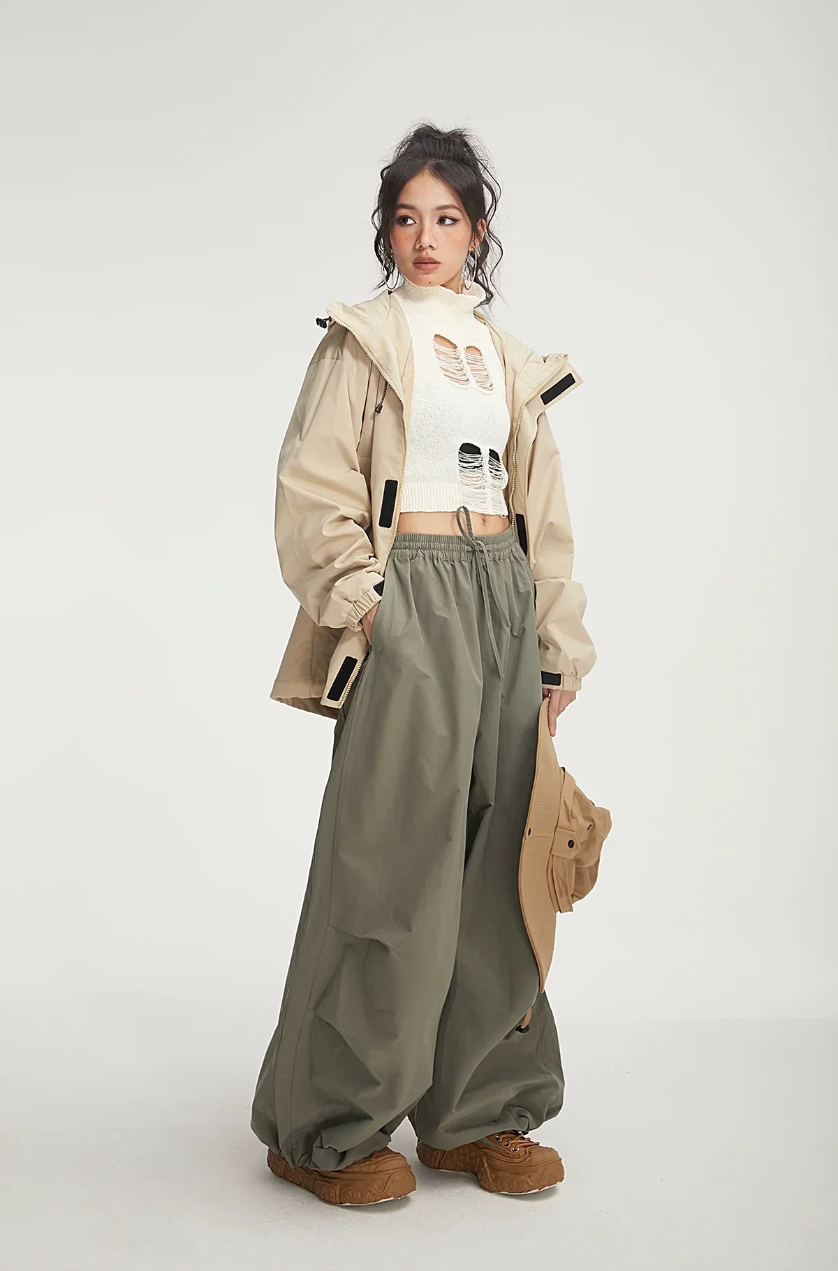 Balloon Drawstring Palazzo Pants - Image 4