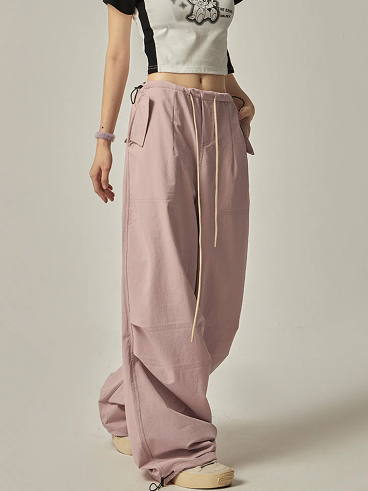 Pink Wide Leg Cargo Pants - Image 2