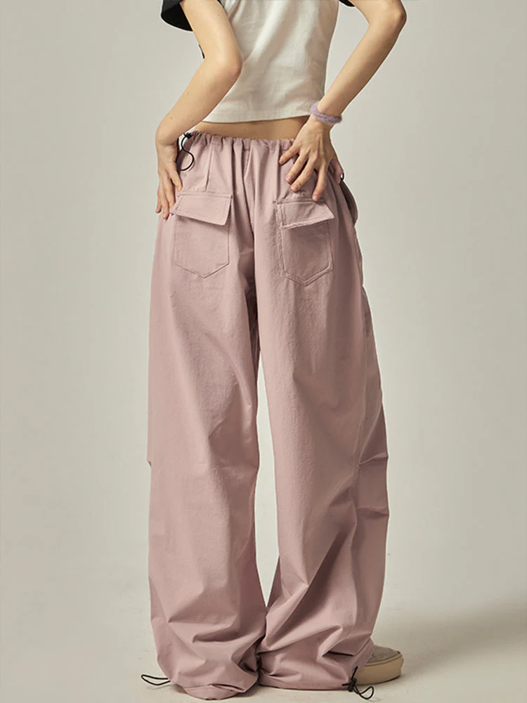 Pink Wide Leg Cargo Pants - Image 3