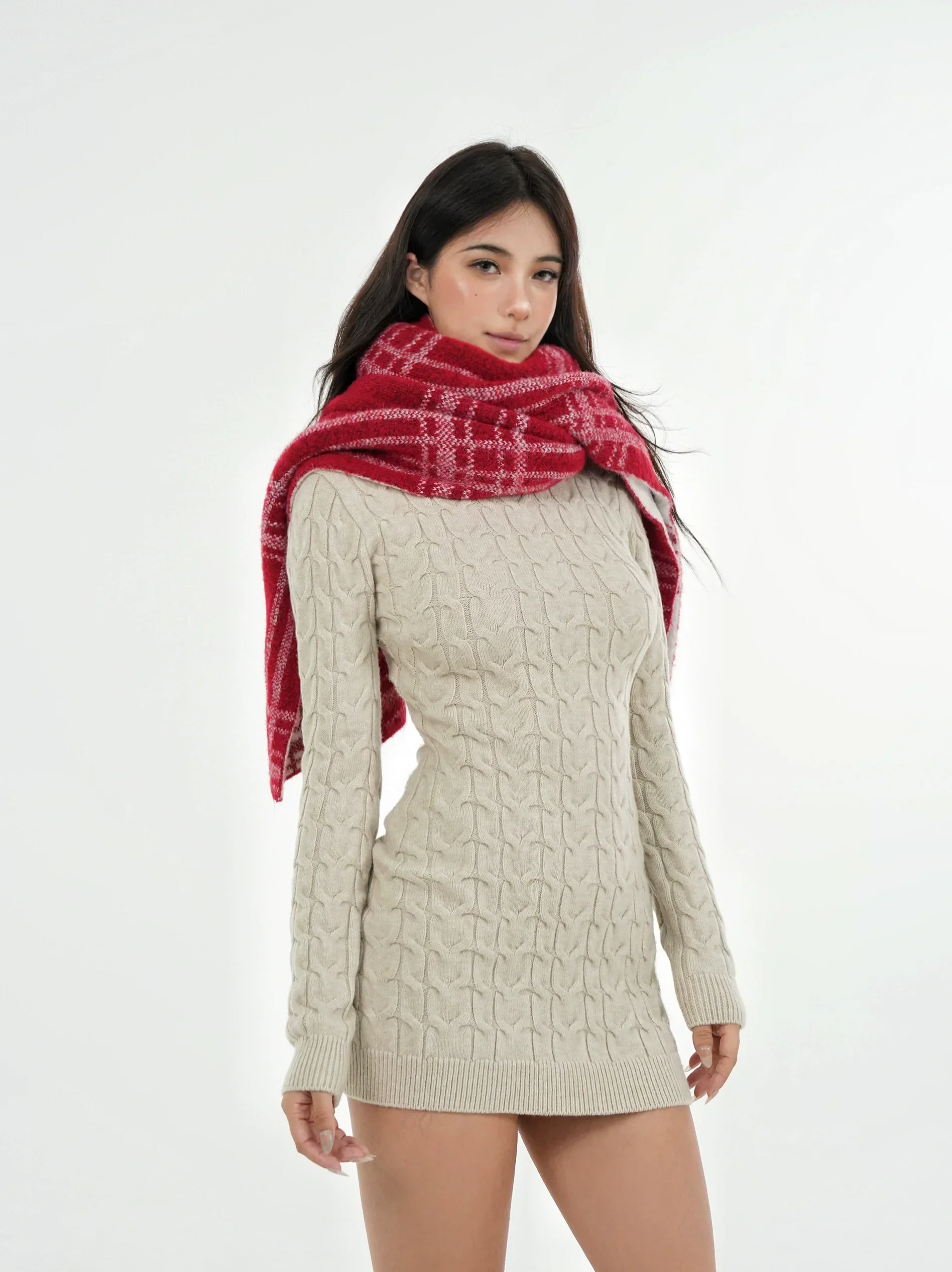 Open-Back Cable Knit Dress - Image 2