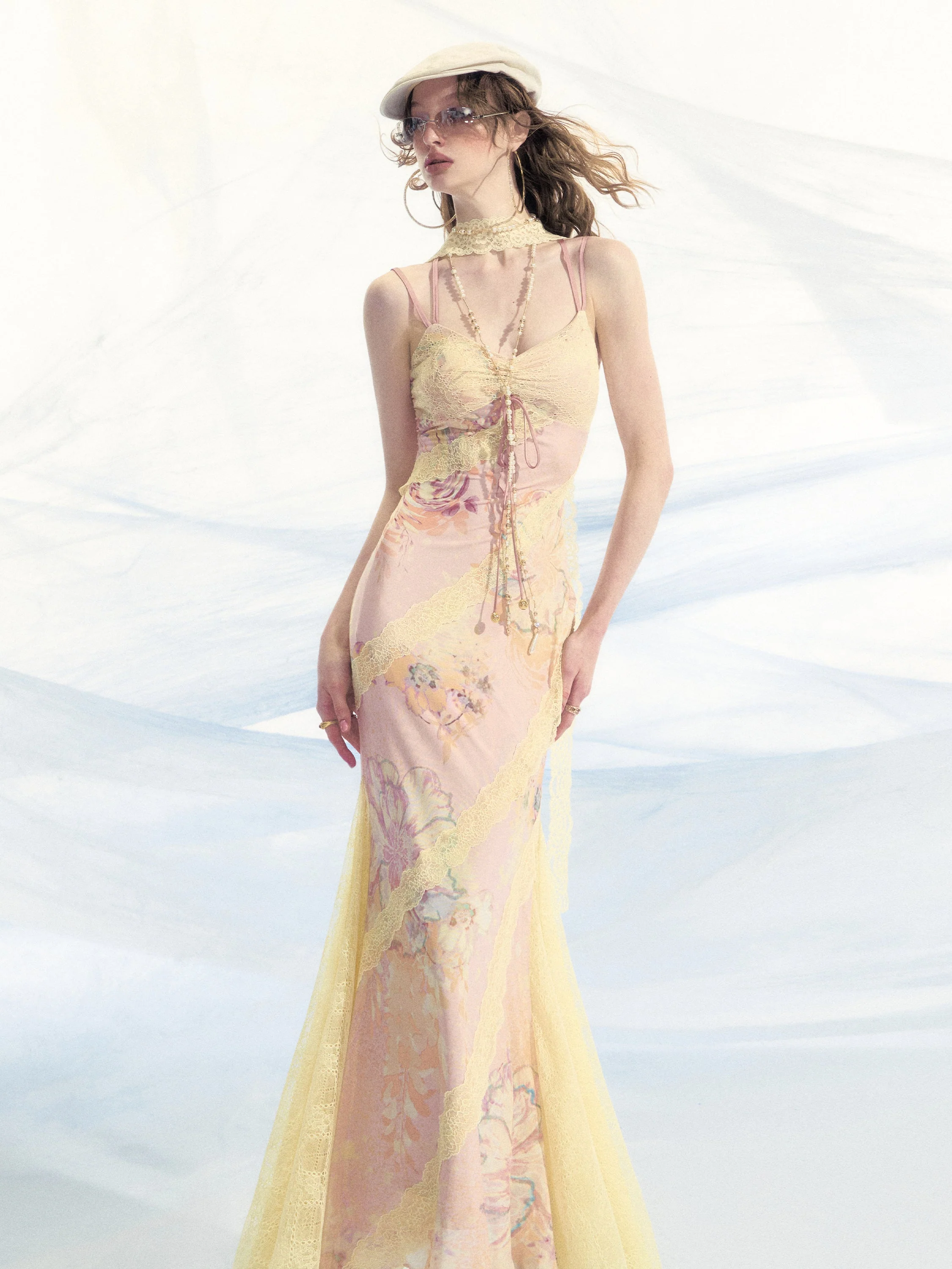 Floral Lace-Trim Fitted Mermaid Slip Dress - Image 2