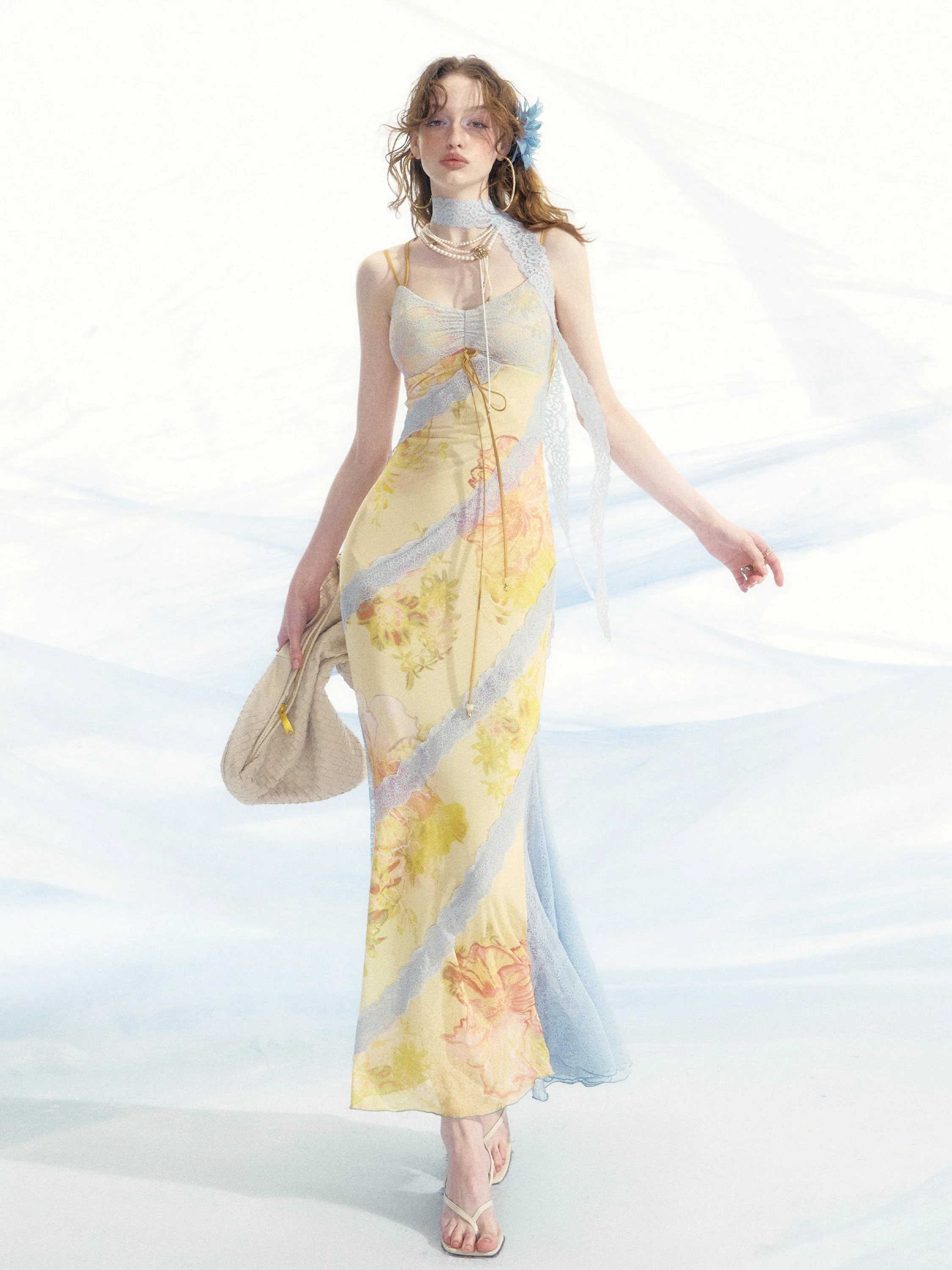 Floral Lace-Trim Fitted Mermaid Slip Dress - Image 3