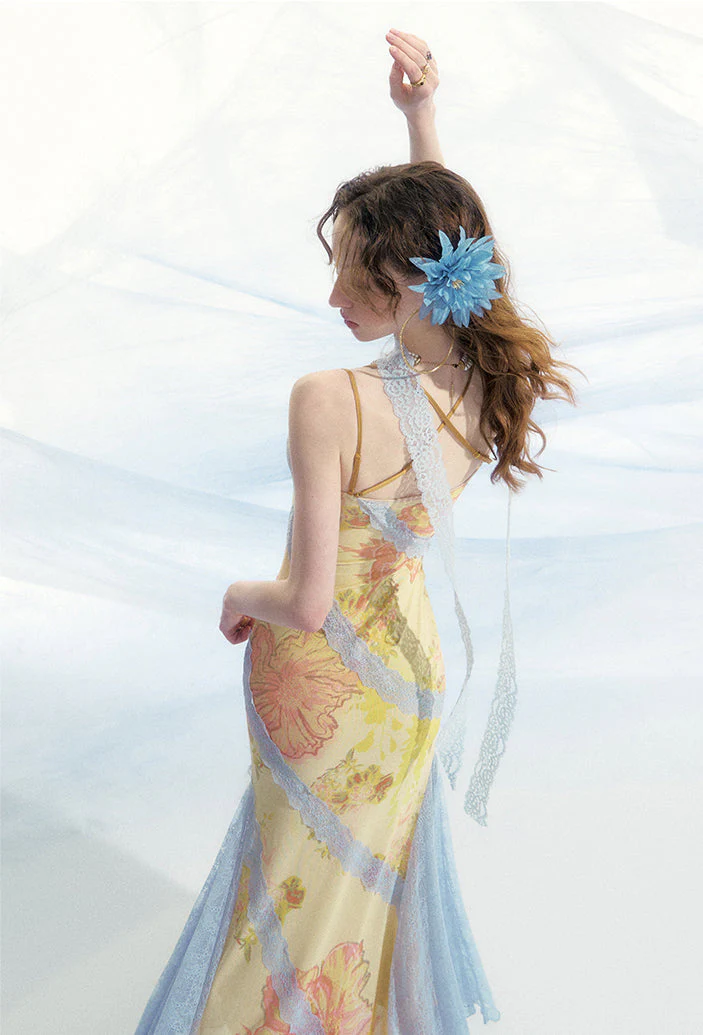 Floral Lace-Trim Fitted Mermaid Slip Dress - Image 6