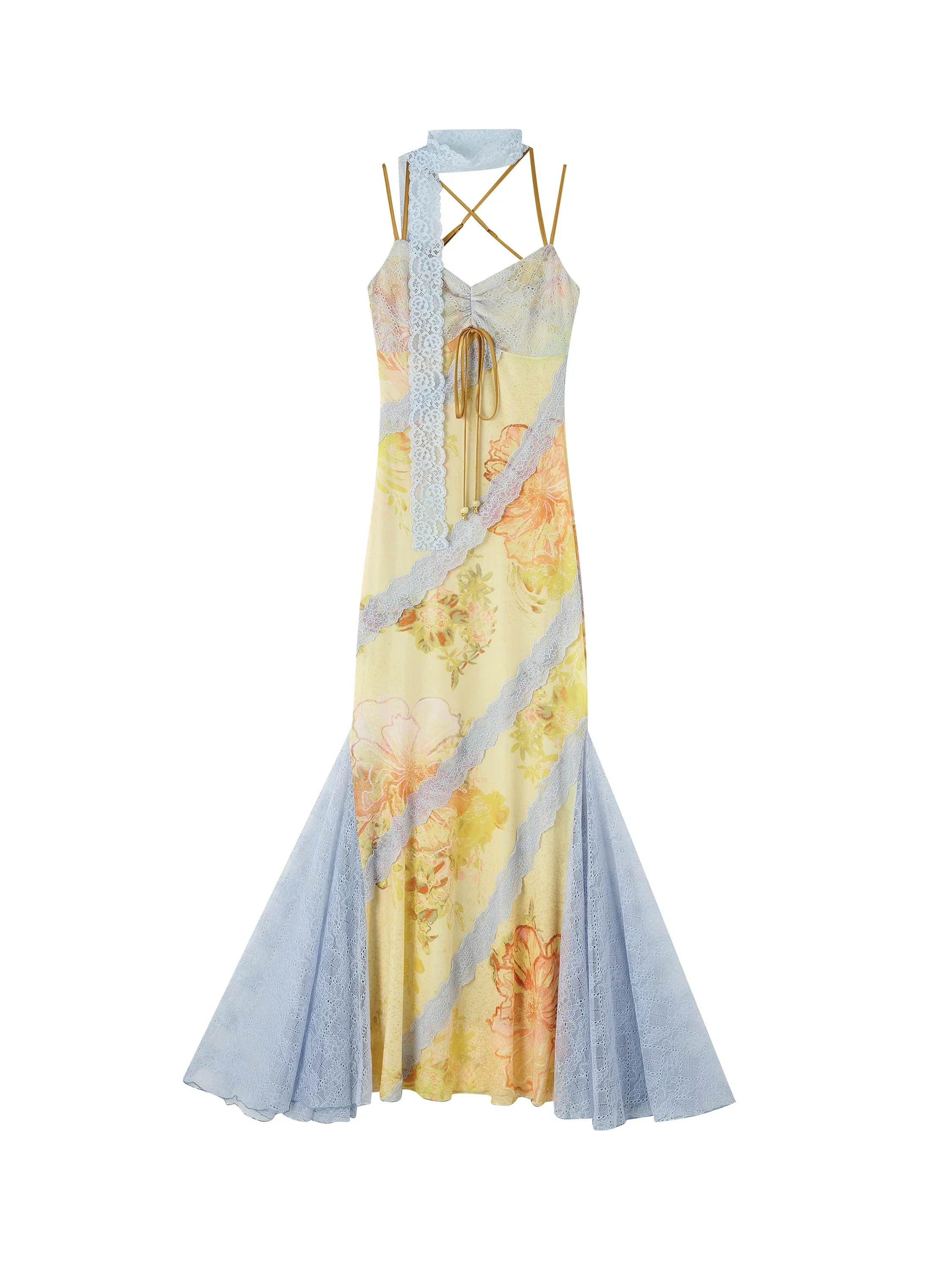 Floral Lace-Trim Fitted Mermaid Slip Dress - Image 8