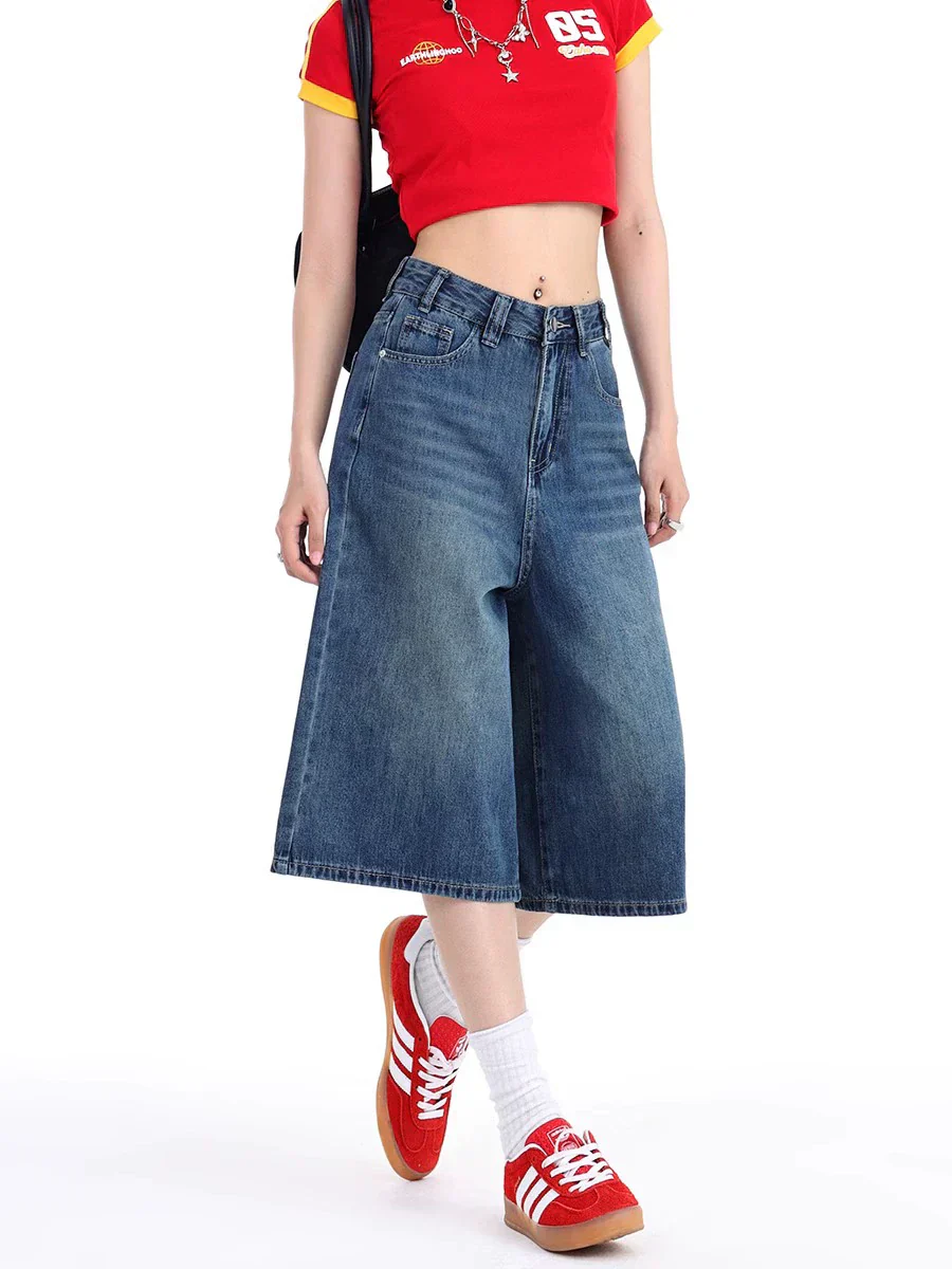 High Waist Denim Culotte Shorts - Image 8