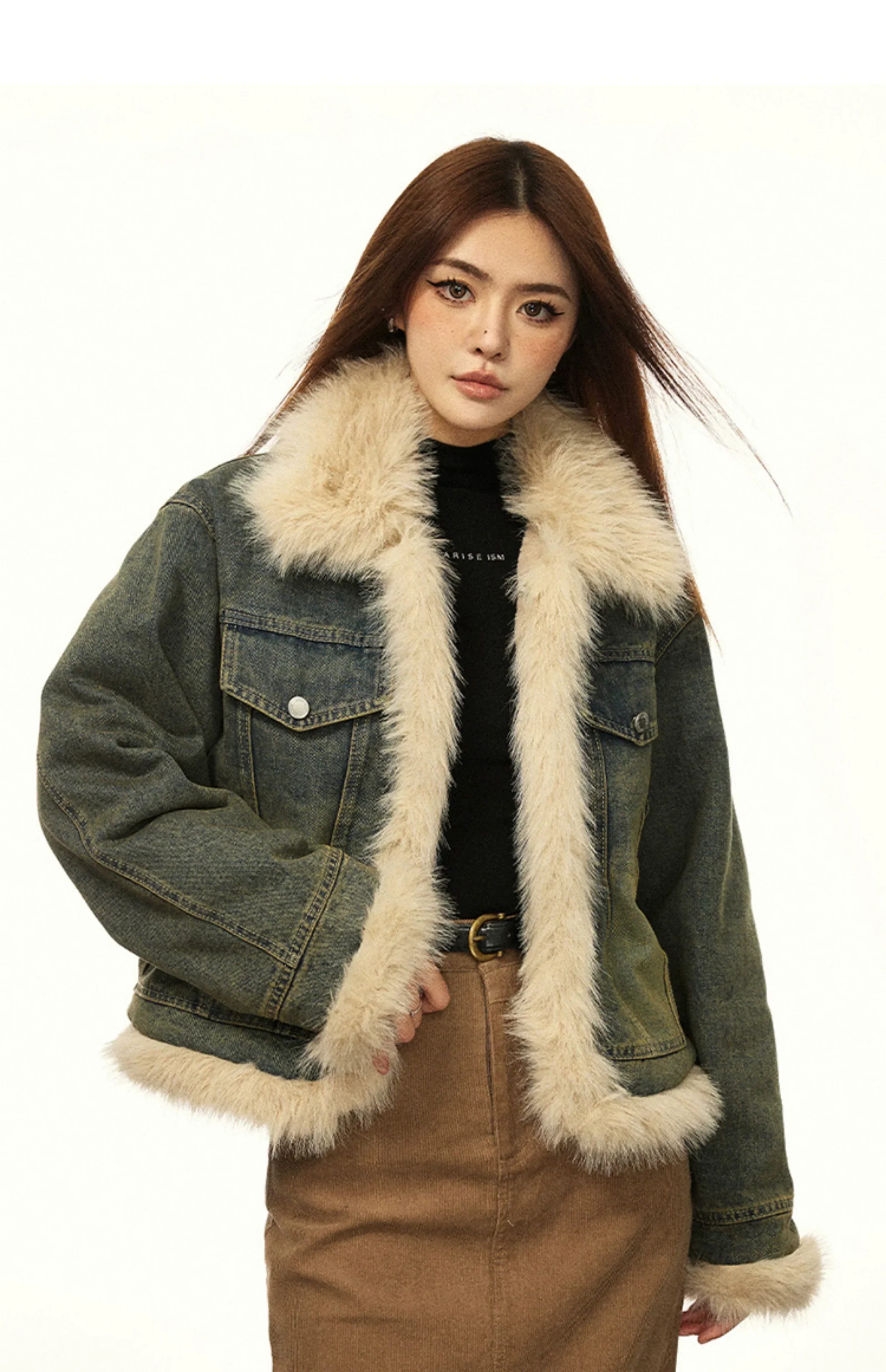 Vintage Fur-Lined Denim Winter Jacket - Image 2