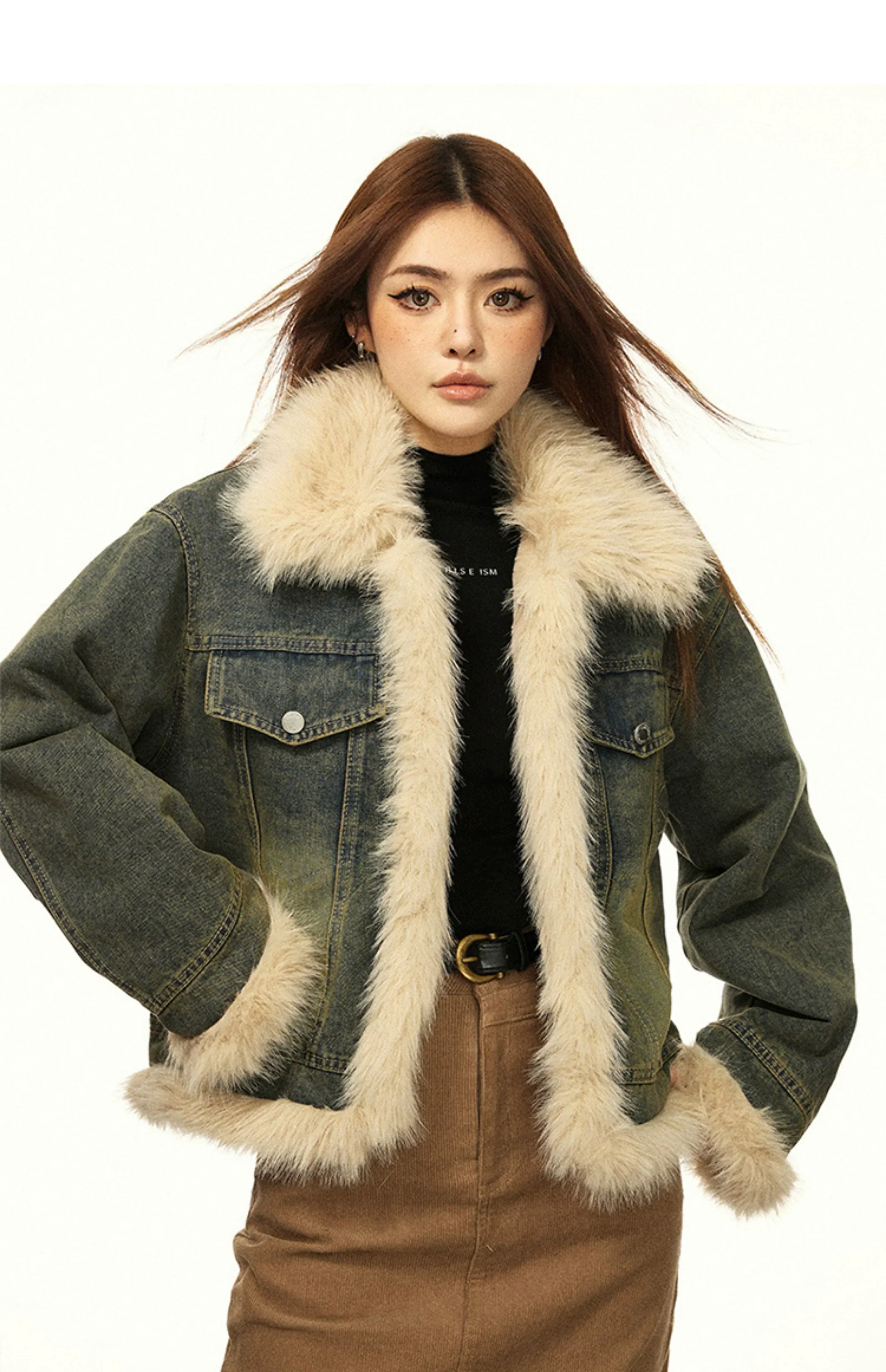 Vintage Fur-Lined Denim Winter Jacket - Image 3