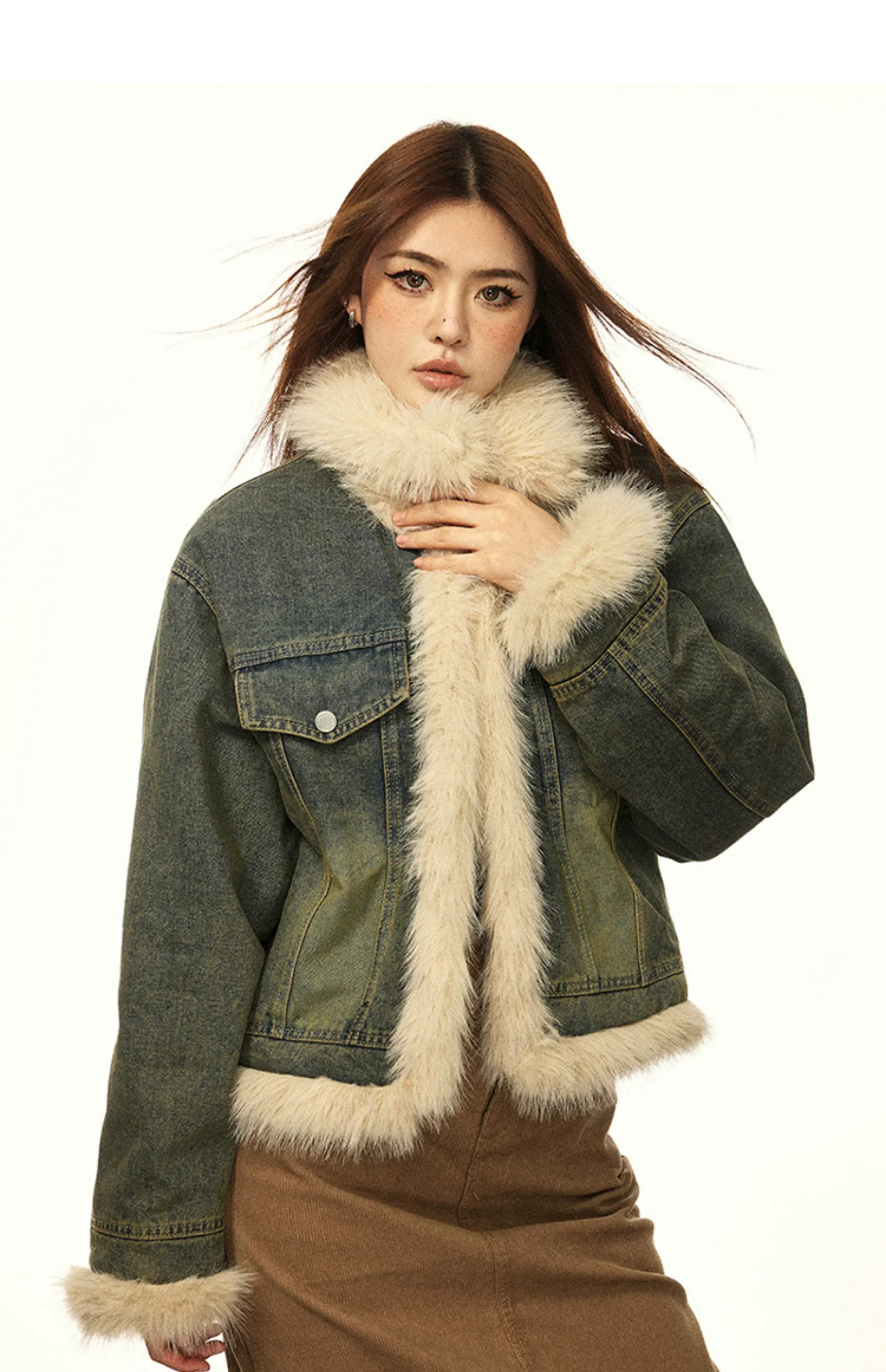 Vintage Fur-Lined Denim Winter Jacket - Image 7