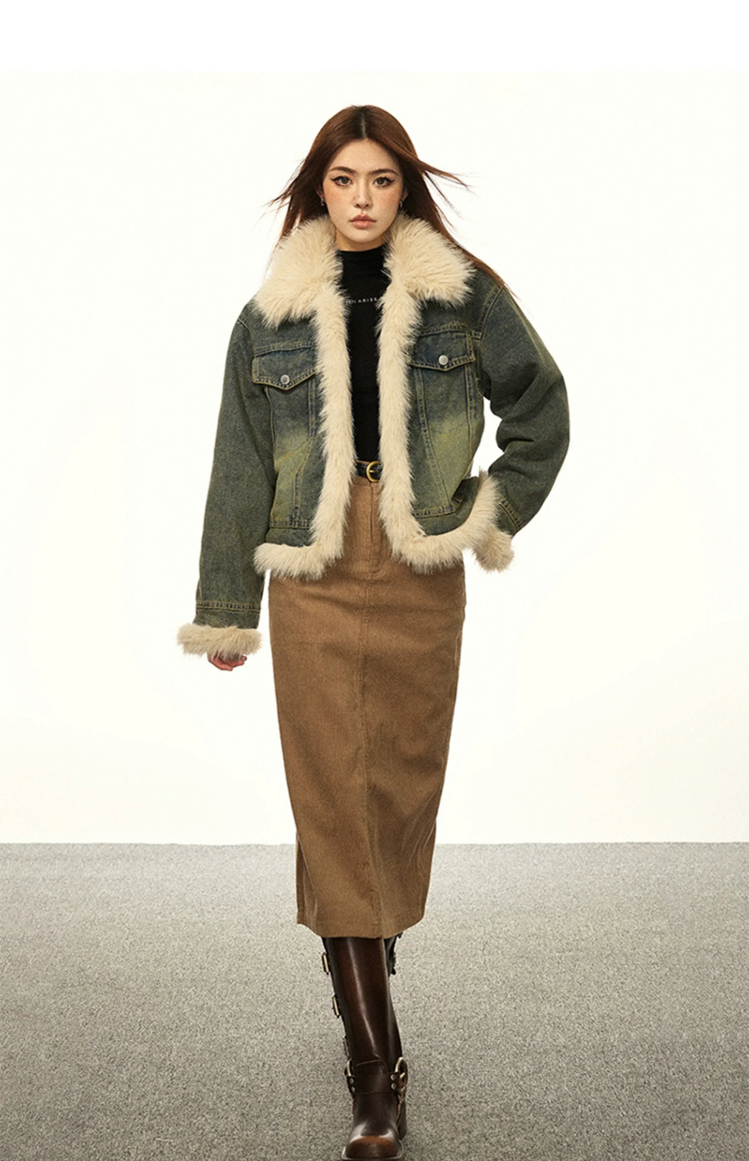 Vintage Fur-Lined Denim Winter Jacket - Image 9
