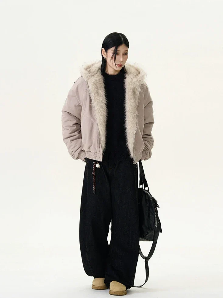 Fur-Trimmed Hooded Bomber Jacket - Image 9