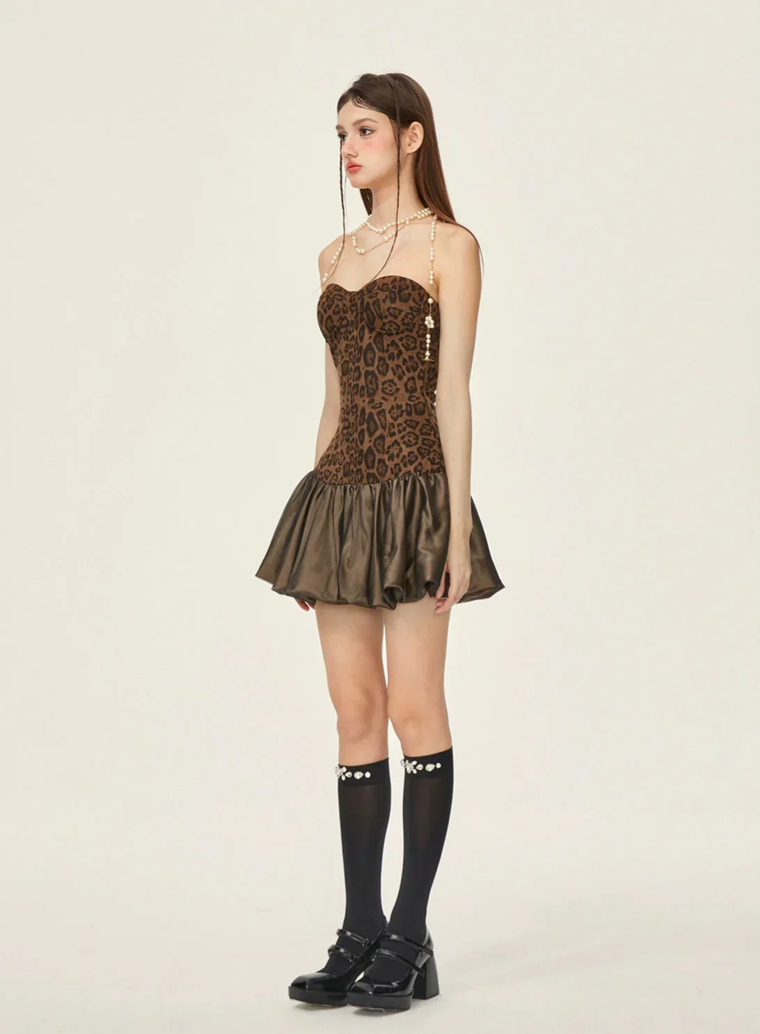 Leopard Print Strapless Mini Dress - Image 8